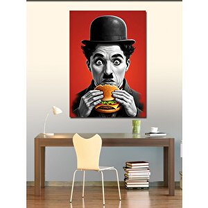 Kanvas Tablo Chaplin Ve Hamburger 100x140 cm