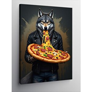 Kanvas Tablo Pizza Yiyen Kurt 70x100 cm