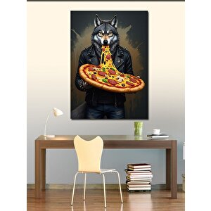 Kanvas Tablo Pizza Yiyen Kurt 70x100 cm