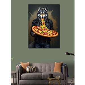 Kanvas Tablo Pizza Yiyen Kurt 70x100 cm