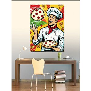 Kanvas Tablo Pizza Yapan Şef 100x140 cm