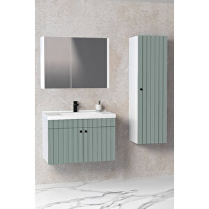Avien 80 Cm Banyo Dolabı Bgn Aynalı - Boy Dolap Dahil Yeşil