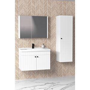 Avien 80 Cm Banyo Dolabı Bgn Aynalı - Boy Dolap Dahil Beyaz