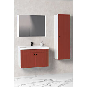 Avien 80 Cm Banyo Dolabı Bgn Aynalı - Boy Dolap Dahil Kiremit
