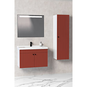 Avien 80 Cm Banyo Dolabı Lvn Aynalı - Boy Dolap Dahil Kiremit