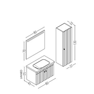 Avien 80 Cm Banyo Dolabı Lvn Aynalı - Boy Dolap Dahil