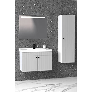 Avien 80 Cm Banyo Dolabı Lvn Aynalı - Boy Dolap Dahil Gri