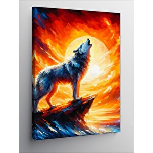 Kanvas Tablo Alevlerin İçindeki Kurt 70x100 cm