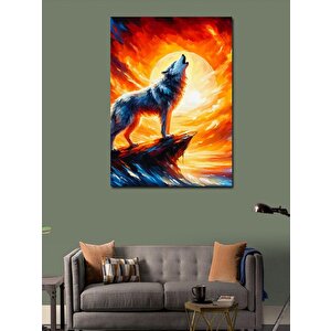 Kanvas Tablo Alevlerin İçindeki Kurt 70x100 cm