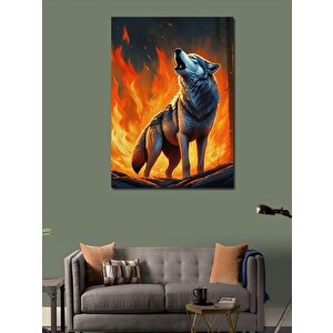 Kanvas Tablo Ateşin Sesi (kurt) 100x140 cm