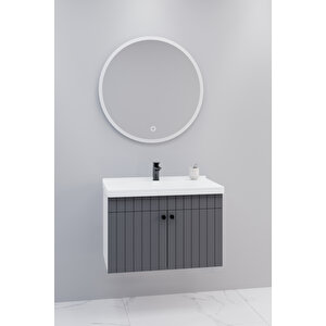 Avien 80 Cm Banyo Dolabı Orz Aynalı - Boy Dolap Hariç Antrasit