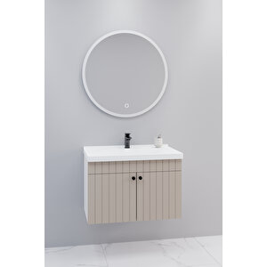 Avien 80 Cm Banyo Dolabı Orz Aynalı - Boy Dolap Hariç Krem