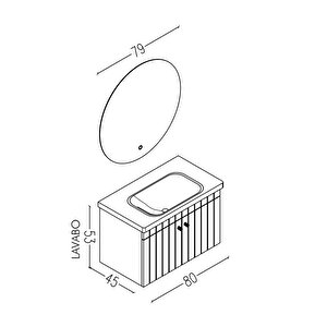 Avien 80 Cm Banyo Dolabı Orz Aynalı - Boy Dolap Hariç Lacivert