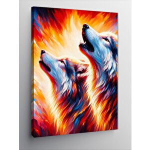 Kanvas Tablo Birlikte Uluyan Kurtlar 100x140 cm