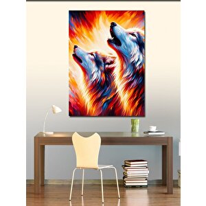 Kanvas Tablo Birlikte Uluyan Kurtlar 100x140 cm