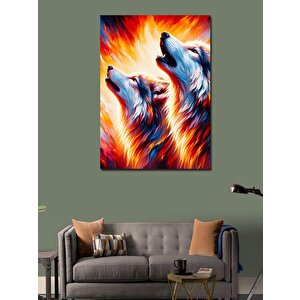 Kanvas Tablo Birlikte Uluyan Kurtlar 100x140 cm