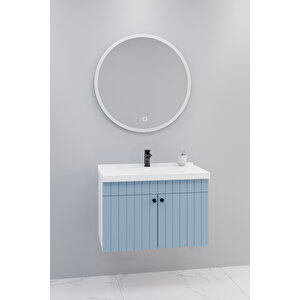 Avien 80 Cm Banyo Dolabı Orz Aynalı - Boy Dolap Hariç Mavi