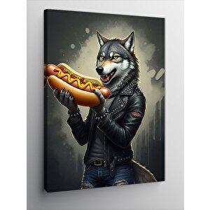 Kanvas Tablo Hotdog Tutan Kurt 50x70 cm