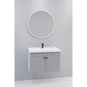 Avien 80 Cm Banyo Dolabı Orz Aynalı - Boy Dolap Hariç Gri