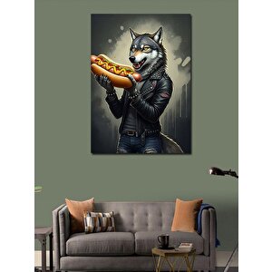 Kanvas Tablo Hotdog Tutan Kurt 100x140 cm