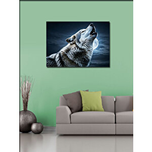 Kanvas Tablo Ay Işığında Uluyan Kurt 70x100 cm