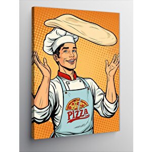 Kanvas Tablo Pizzacı Şef Karikatürü 70x100 cm