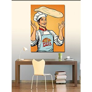 Kanvas Tablo Pizzacı Şef Karikatürü 70x100 cm