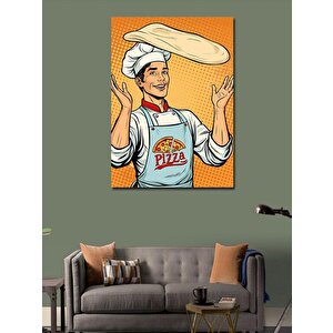 Kanvas Tablo Pizzacı Şef Karikatürü 70x100 cm