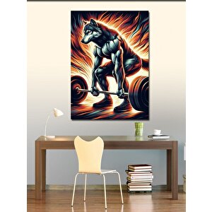 Kanvas Tablo Ağırlık Kaldıran Kurt 70x100 cm