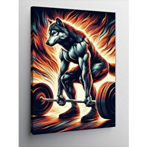 Kanvas Tablo Ağırlık Kaldıran Kurt 50x70 cm