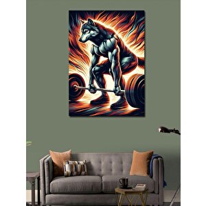 Kanvas Tablo Ağırlık Kaldıran Kurt 50x70 cm