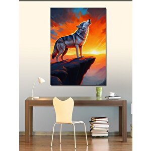 Kanvas Tablo Gün Batımında Kurt 100x140 cm