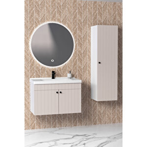Avien 80 Cm Banyo Dolabı Orz Aynalı - Boy Dolap Dahil Krem