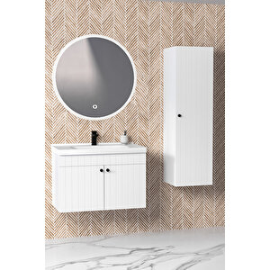 Avien 80 Cm Banyo Dolabı Orz Aynalı - Boy Dolap Dahil Beyaz
