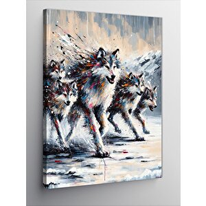 Kanvas Tablo Karlı Kurtlar 70x100 cm