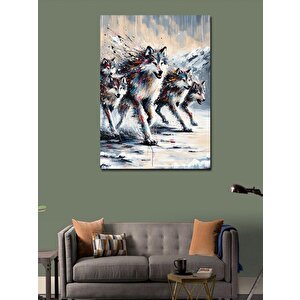 Kanvas Tablo Karlı Kurtlar 70x100 cm