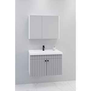 Avien 80 Cm Banyo Dolabı Bgn Aynalı - Boy Dolap Hariç Gri