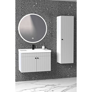Avien 80 Cm Banyo Dolabı Orz Aynalı - Boy Dolap Dahil Gri
