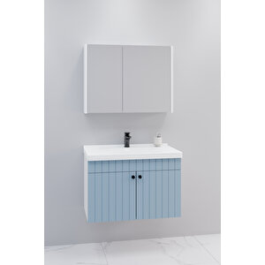 Avien 80 Cm Banyo Dolabı Bgn Aynalı - Boy Dolap Hariç Mavi
