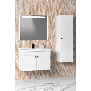 Avien 80 Cm Banyo Dolabı Npl Aynalı - Boy Dolap Dahil Beyaz