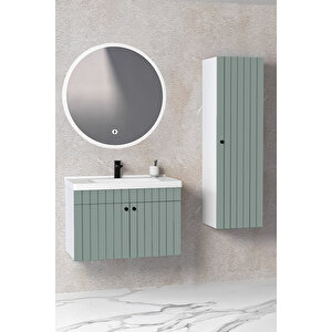 Avien 80 Cm Banyo Dolabı Orz Aynalı - Boy Dolap Dahil Yeşil