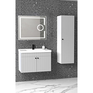 Avien 80 Cm Banyo Dolabı Kiev Aynalı - Boy Dolap Dahil Gri