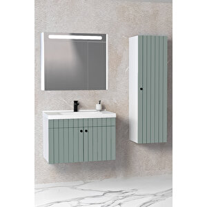Avien 80 Cm Banyo Dolabı Npl Aynalı - Boy Dolap Dahil Yeşil