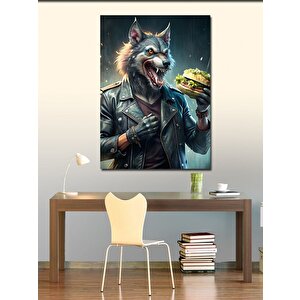 Kanvas Tablo Burger Yiyen Kurt 70x100 cm