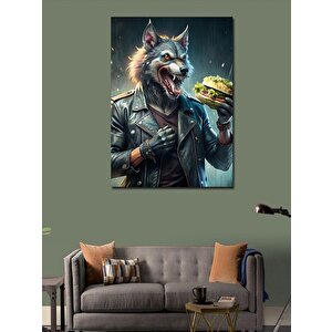 Kanvas Tablo Burger Yiyen Kurt 70x100 cm