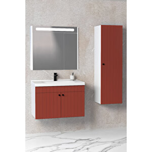 Avien 80 Cm Banyo Dolabı Npl Aynalı - Boy Dolap Dahil Kiremit