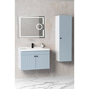 Avien 80 Cm Banyo Dolabı Kiev Aynalı - Boy Dolap Dahil Mavi