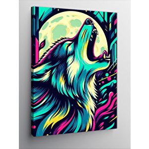 Kanvas Tablo Renkli Uluyan Kurt 70x100 cm