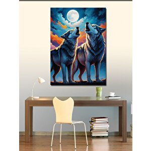 Kanvas Tablo Ay'a Uluyan Kurtlar 50x70 cm