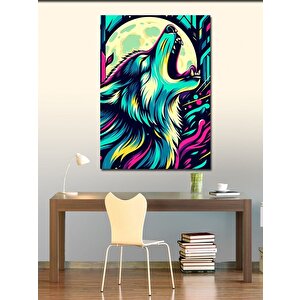 Kanvas Tablo Renkli Uluyan Kurt 100x140 cm